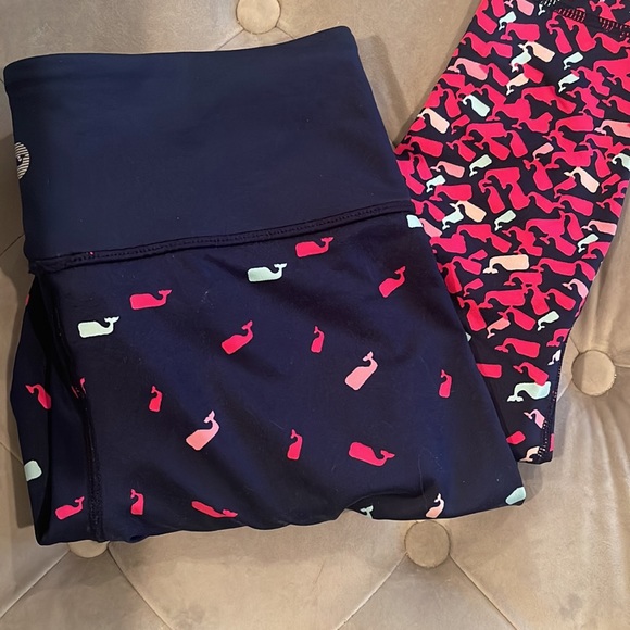 Vineyard Vines 🐳 S Navy Blue Confetti Whales Performance Tights Fitted + Bag - Picture 7 of 8